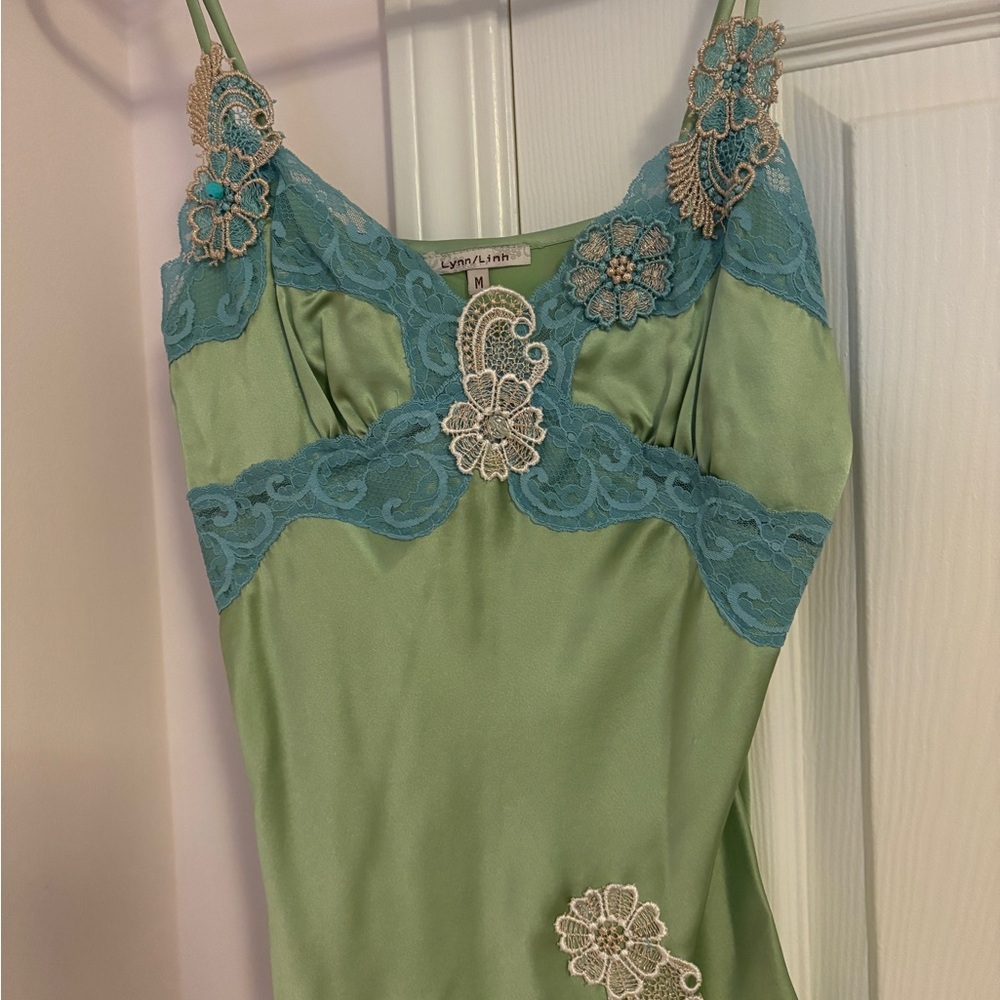 Green and Blue Lace Slip Camisole